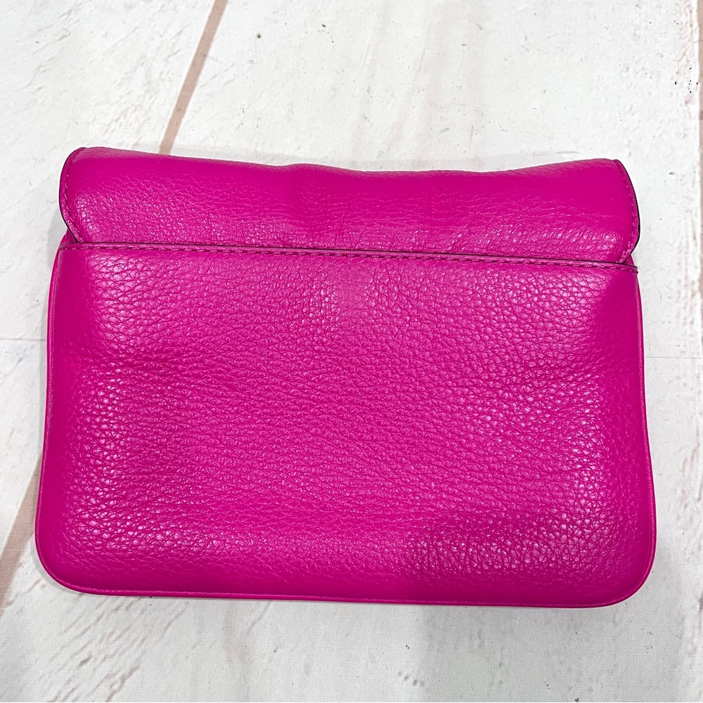 Michael Kors Bedford Jet Set Hot Pink Convertible Clutch Crossbody Purse - Picture 12 of 13
